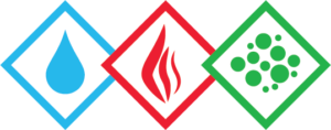 Water, fire, and mold icons